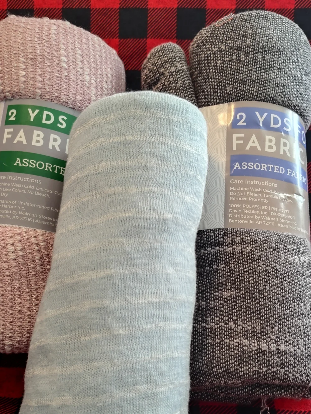Assorted Knit Fabric Bundles - Pink, Light Blue, Gray